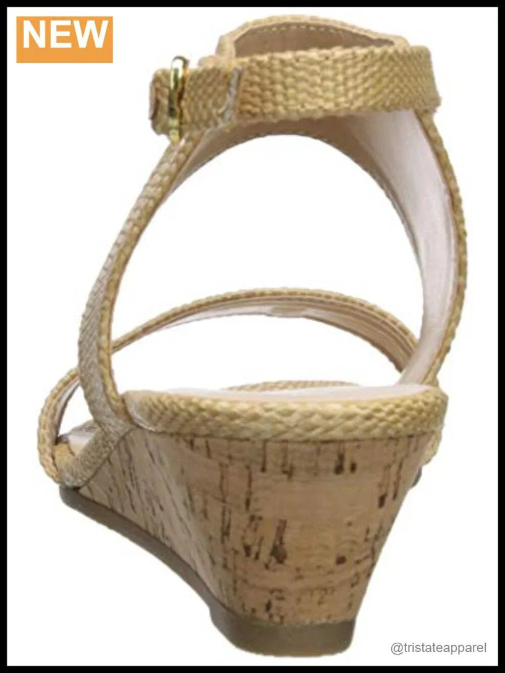 Callisto Raffia Cork Wedge Sandal Ankle Strap Rhinestone Comfort